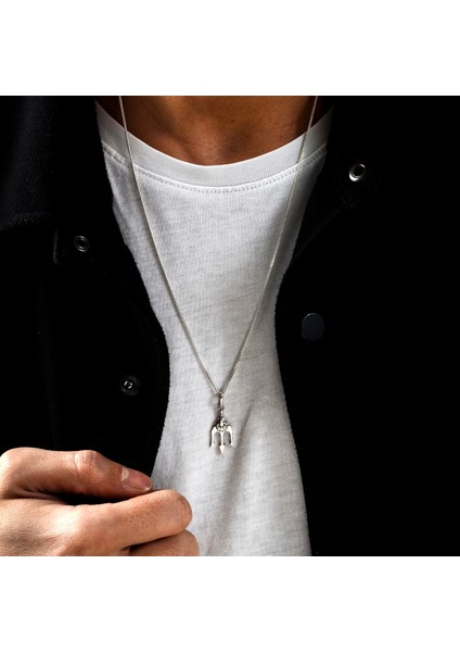 Gümüş Mızrak Kolye 925 Ayar Gümüş Poseidon Mızrağı Figürlü Erkek Kolye fırsatları