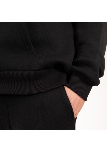 Siyah Erkek Hoodie, Kanguru Cepli, Kapüşonlu, 3 Iplik Kumaş modelleri