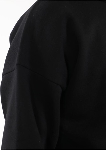 Siyah Erkek Hoodie, Kanguru Cepli, Kapüşonlu, 3 Iplik Kumaş fırsatları