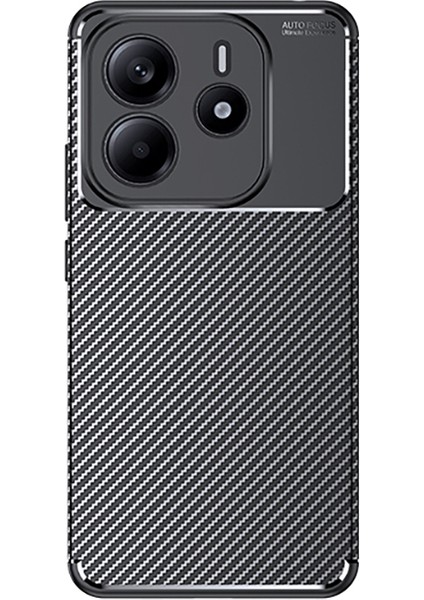 Xiaomi Redmi Note 14 Kılıf Karbon Desenli Sert Silikon Arka Kapak Negro Siyah