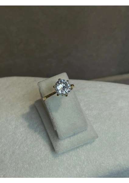 YENİ SEZON Vip Seri Paslanmaz Çelik Altın Kaplama Tektaş Yüzük