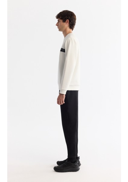 Erkek Ekru Bisiklet Yaka Pamuklu Baskılı Elastan Regular Fit Sweatshirt A42Y1260 modelleri