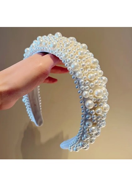 Incili Işıltılı Saç Aksesuarı Gelin Taç