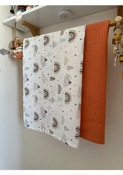 Fulya Tuhafiye %100 Pamuk 2'li Müslin Bebek Battaniye Seti OEKO-TEX Sertifikalı MÜSLIN ÖRTÜ 80X90 CM