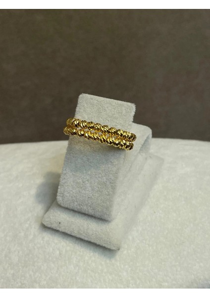 YENİ SEZON Vip Seri Paslanmaz Çelik Altın Kaplama Çift Sıra Dorika'lı Yüzük