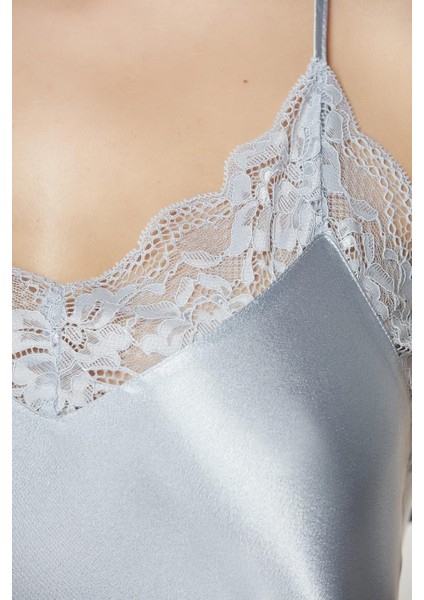 Saten Dantelli Gecelik 870 Mist modelleri