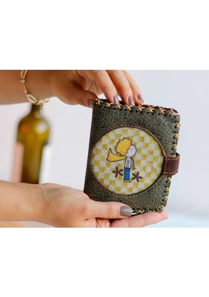 Y. Küçük Prens Figürlü Küçük Cüzdan Etnik Bohem Retro Style - Yesil