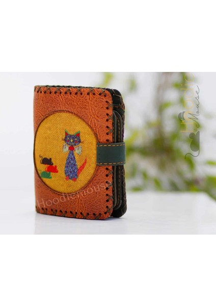 Kedı Fare Figürlü Küçük Cüzdan Etnik Bohem Retro Style -Taba modelleri