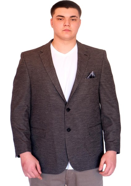 Mode Xl Büyük Beden Erkek Klasik Blazer Ceket Brıtanya 23028 Fume