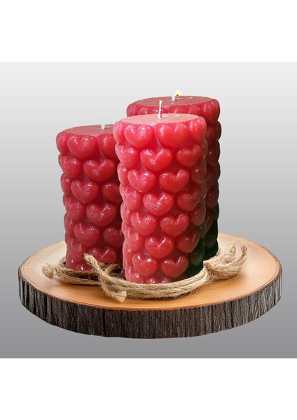 2 Adet Silindir Kalpli Dekoratif Mum Sevgililer Günü fiyatları