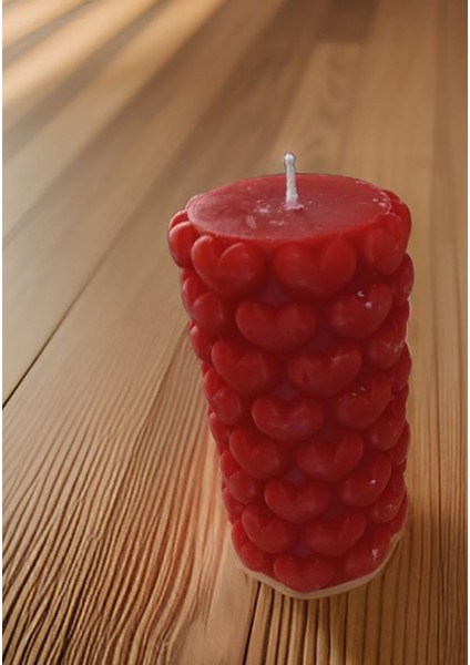 2 Adet Silindir Kalpli Dekoratif Mum Sevgililer Günü modelleri