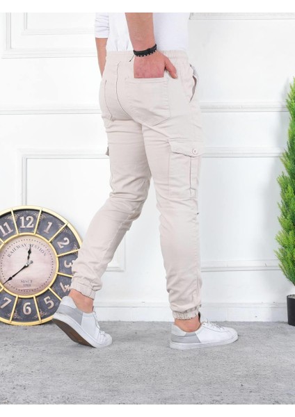 Erkek Yıkamalı Likralı Kumaş Kargo Bel Paça Lastikli modelleri