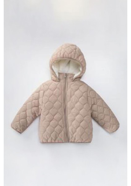 ( 1 - 10 Yaş ) Kapitone Içi Welsoft unisex Çocuk kaban Mont - Bej