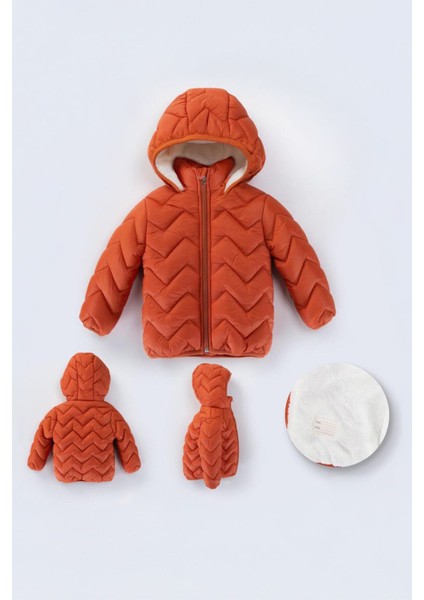 ( 1 - 10 Yaş ) Kapitone Içi Welsoft Kaban çocuk - Kiremit