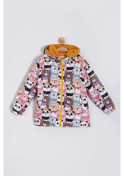 (1-4yaş ) Içi Kürklü Kapüşonlu Kız Çocuk yağmurluk - Sarı