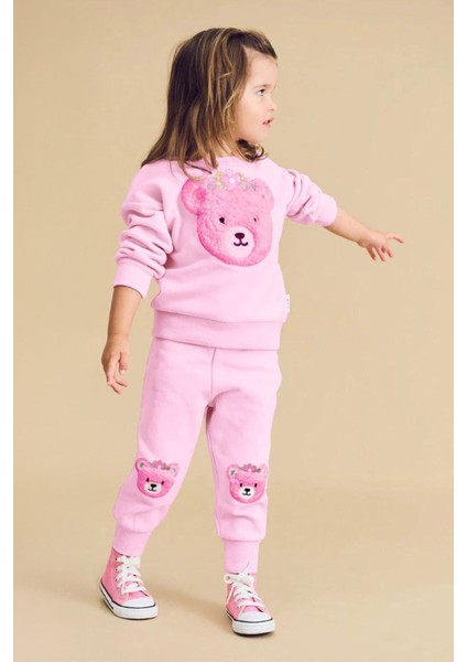 Teddy Bear Peluş Nakış Kız Çocuk takım - Pembe