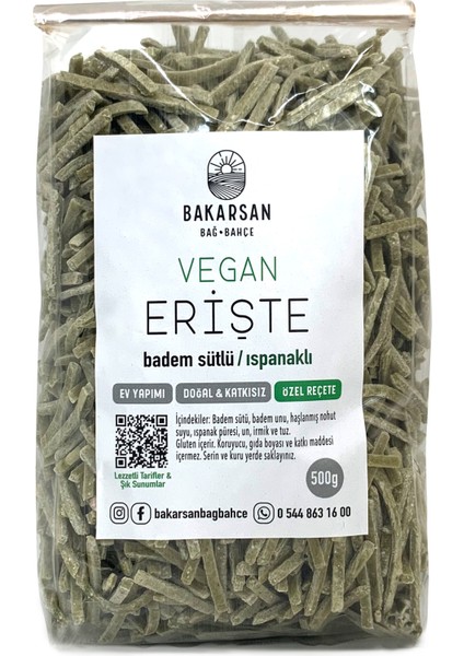 Badem Sütlü Ispanaklı Vegan Erişte 500 gr