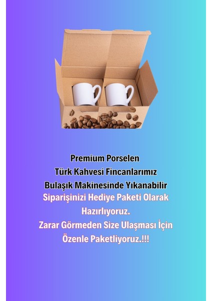 Sevgililer Günü Yukarı Bak Yaşlı Çift Baskılı 2’li Türk Kahvesi Fincanı Hediye Seti