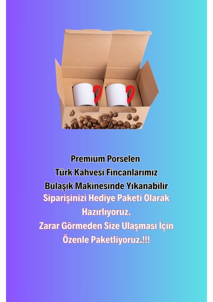 Sevgililer Günü Kalpli Eros Baskılı 2’li Türk Kahvesi Fincanı Hediye Seti Kırmızı Beyaz modelleri