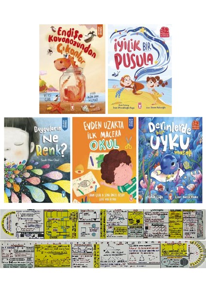 Endişe Kavanozundan Çıkanlar - İyilik Bir Pusula - Duyguların Ne Renk? - Evden Uzakta İlk Macera Okul - Derinlerde Bir Uyku Masalı 5 Kitap