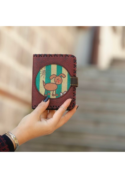 Köpek Kemik Figürlü Küçük Cüzdan Etnik Bohem Retro Style - Bordo