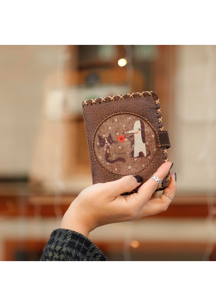 Tilki Figürlü Küçük Cüzdan Etnik Bohem Retro Style - Kahverengi