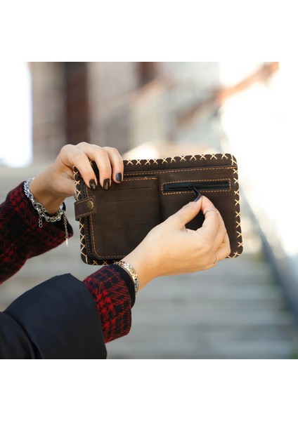 Frida Figürlü Küçük Cüzdan Etnik Bohem Retro Style - Antrasit fırsatları