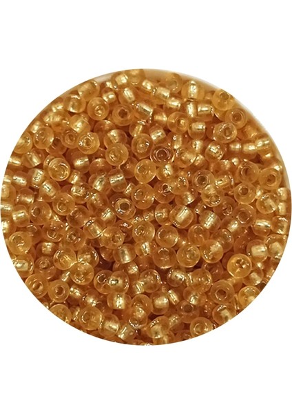 Dökme Cam Kum Boncuk (11/0) 2 mm - 60 Gram - Şeffaf Altın - BNC062