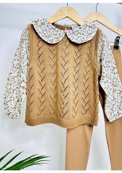 Minigimin Cicileri Gömlek Detaylı 2 Li Triko Kız çocuk takım - Kahve fırsatları