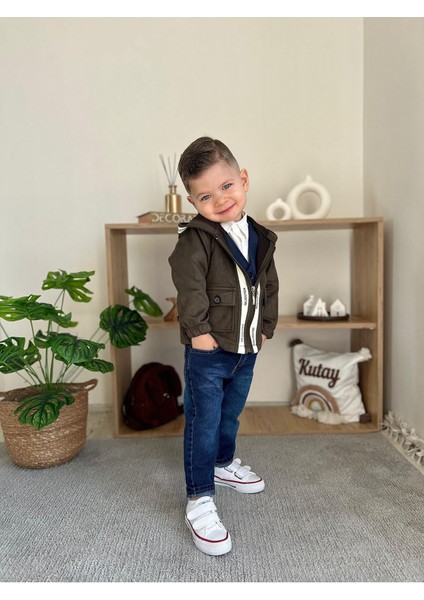 Şerit Detaylı Cepkenli Erkek Çocuk 4 lü takım - Yeşil modelleri