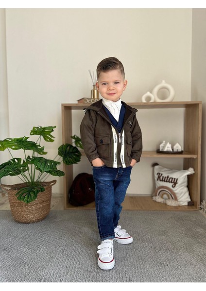 Şerit Detaylı Cepkenli Erkek Çocuk 4 lü takım - Yeşil fırsatları