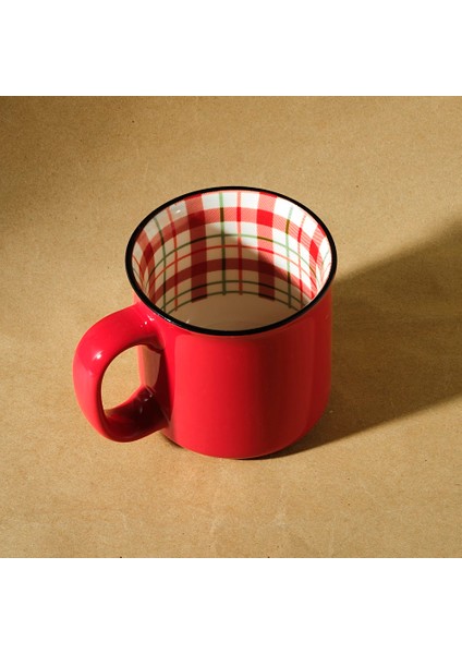 New Year Yılbaşı Ekose Pine Tree Kupa 550 ml Kırmızı fiyatları