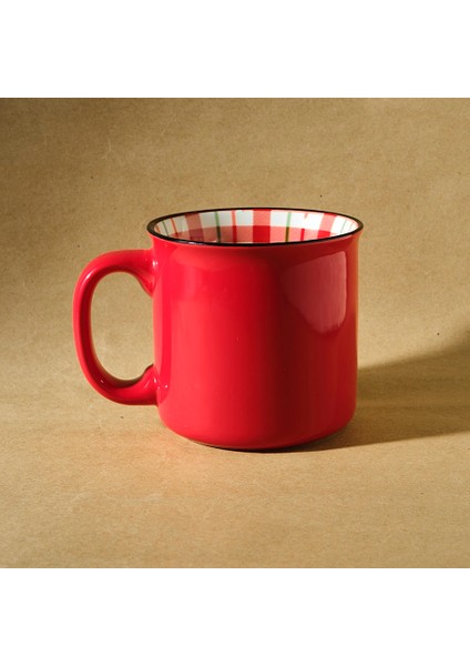 New Year Yılbaşı Ekose Pine Tree Kupa 550 ml Kırmızı modelleri