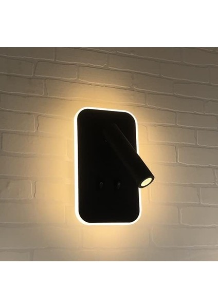 Tuvalu LED Duvar Lamba 13 Watt Siyah Aplik