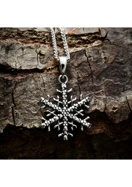 Gümüş Kar Tanesi Kolye 925 Ayar Gümüş Taşsız Unisex Kar Tanesi Kolye