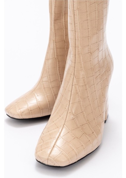 TILLA Bej Krokodil Kadın Bot fiyatları