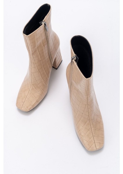 TILLA Bej Krokodil Kadın Bot modelleri