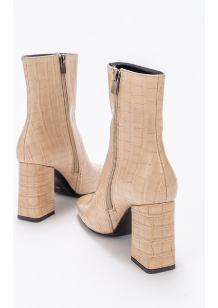 TILLA Bej Krokodil Kadın Bot indirimleri