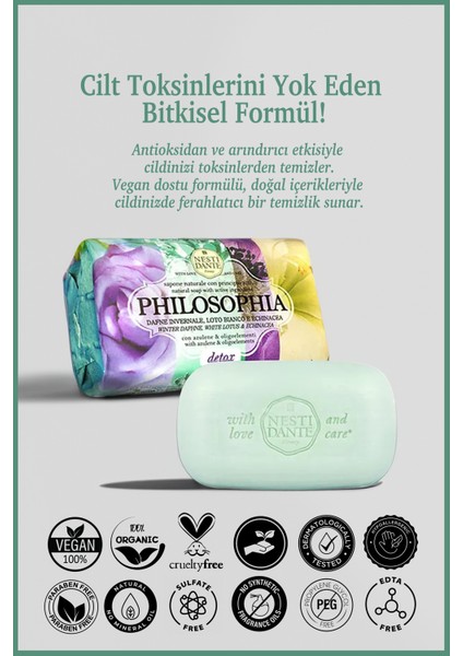 Philosophia Detox Katı Sabun 250 gr | Detoks ve Aydınlatıcı | Defne, Lotus Çiçeği, Beyaz Nilüfer fiyatları