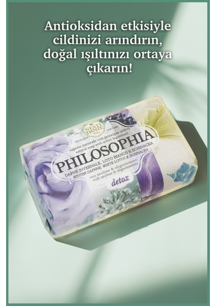 Philosophia Detox Katı Sabun 250 gr | Detoks ve Aydınlatıcı | Defne, Lotus Çiçeği, Beyaz Nilüfer indirimleri
