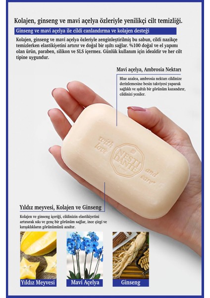Philosophia Collagen Katı Sabun 250 gr | Yaşlanma Karşıtı | Ginseng, Mavi Açelya modelleri