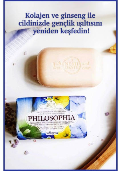 Philosophia Collagen Katı Sabun 250 gr | Yaşlanma Karşıtı | Ginseng, Mavi Açelya indirimleri