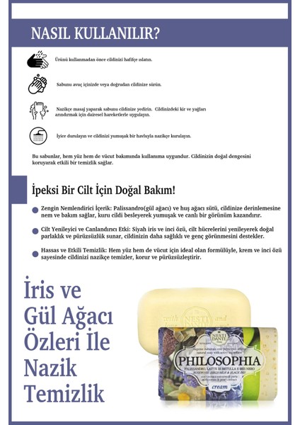 Philosophia Cream Katı Sabun 250 gr | Aydınlatıcı ve Nemlendirici | İnci Özü, İris, Gül Ağacı fırsatları
