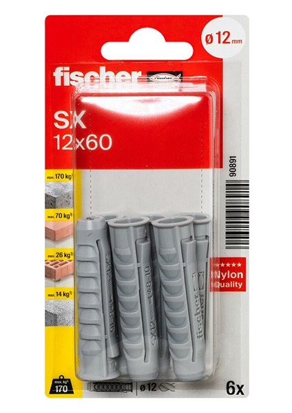 SX12X60 Plastik Dübel (6'lı)