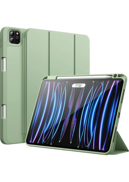 Apple iPad Pro 13 Inç M4 2024 A2925 A2926 A3007) Case Kalem Bölmeli Tpu Uyku Modlu Kapaklı Kılıfı