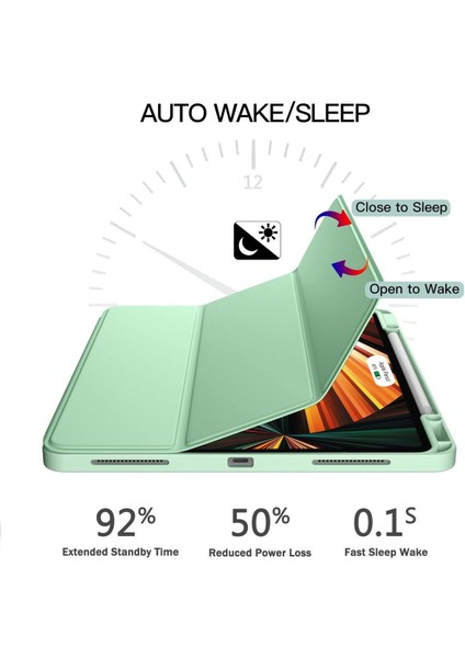 Apple iPad Pro 13 Inç M4 2024 A2925 A2926 A3007) Case Kalem Bölmeli Tpu Uyku Modlu Kapaklı Kılıfı
