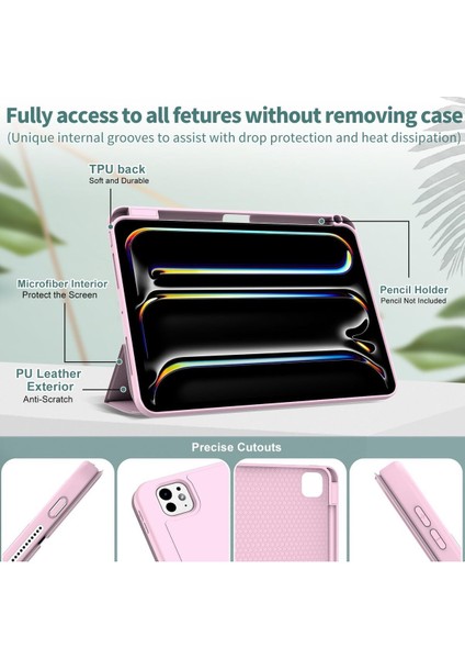 Apple iPad Pro 11 Inç M4 2024 A2836/A2837/A3006) Case Kalem Bölmeli Tpu Uyku Modlu Kapaklı Kılıfı indirimleri