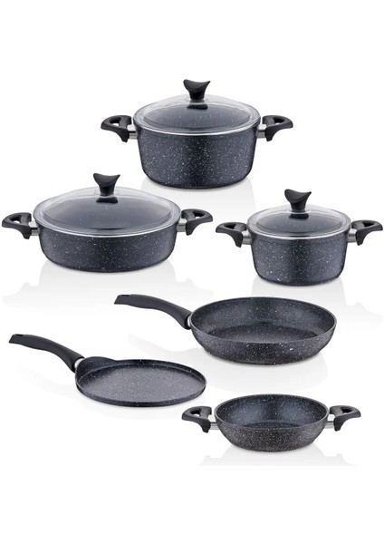 Mastercook Pro 9 Parça Granit Tencere Seti Siyah