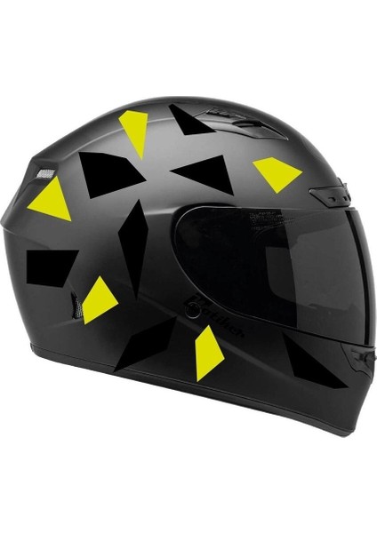 Kare Siyah Neon Sarı Kamuflaj Kask Sticker Modeli 2