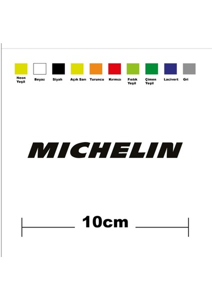 Michelin Sponsor Marka Tek Renk Sticker Etiket